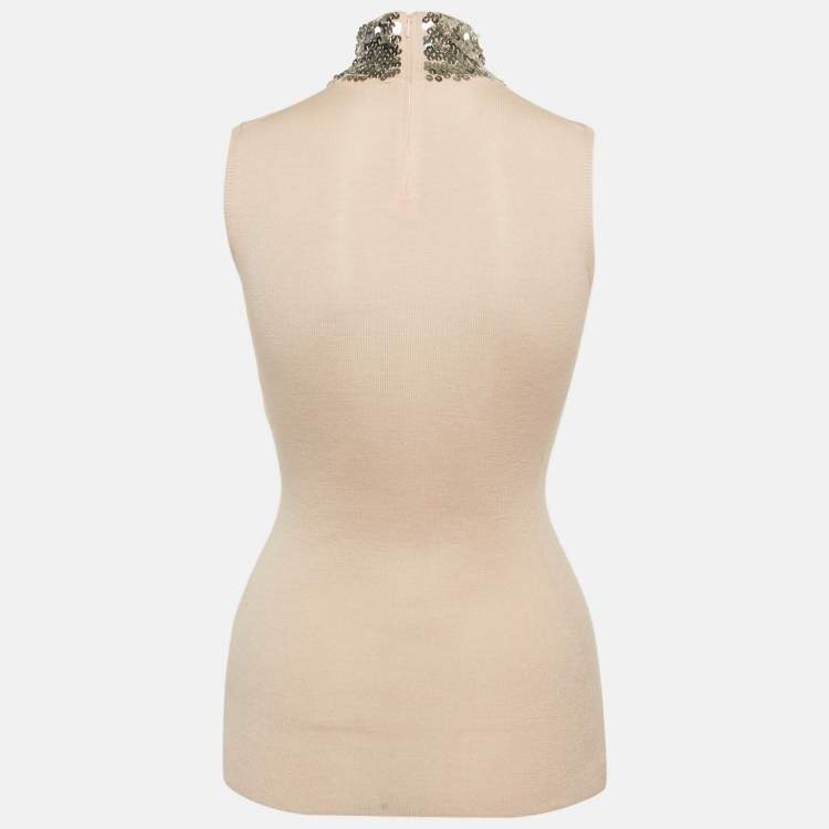 مملوكة مسبقًا توب كريستيان ديور صوف وردي بترتر برقبة مرتفعة مقاس صغير (سمول)