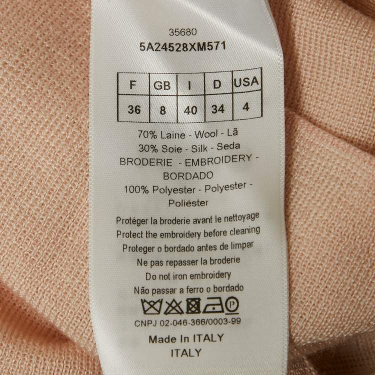 مملوكة مسبقًا توب كريستيان ديور صوف وردي بترتر برقبة مرتفعة مقاس صغير (سمول)