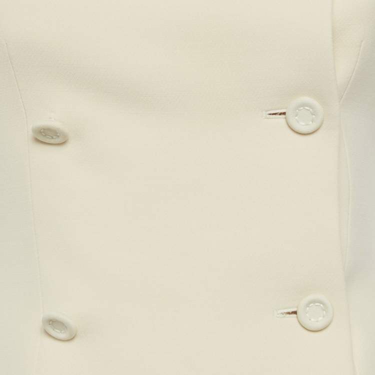 Pre Owned Christian Dior Cream Wool and Silk Off-Shoulder Top M