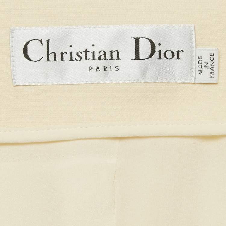 Pre Owned Christian Dior Cream Wool and Silk Off-Shoulder Top M