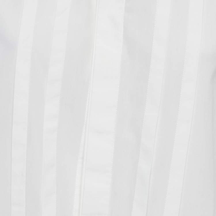 Pre Owned Christian Dior White Cotton Pleated Mini Dress M