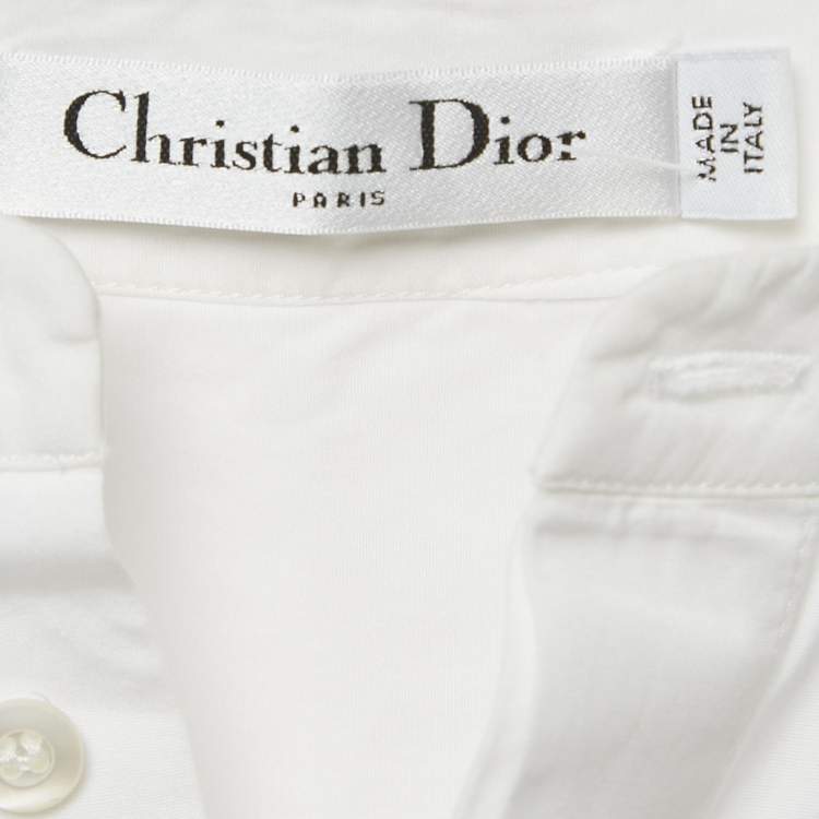 Pre Owned Christian Dior White Cotton Pleated Mini Dress M
