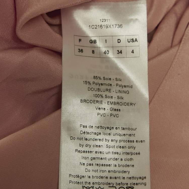 Pre Owned Christian Dior Pink Organza Flared Mini Dress S