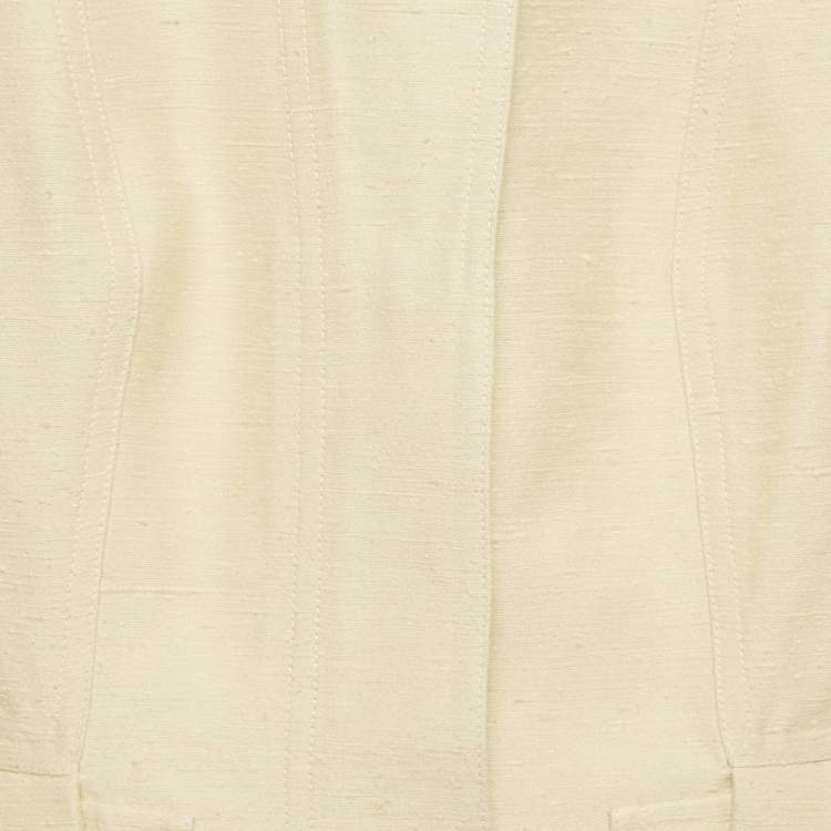 Pre Owned Christian Dior Beige Textured Silk Set S