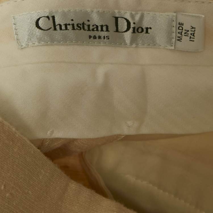 Pre Owned Christian Dior Beige Textured Silk Set S