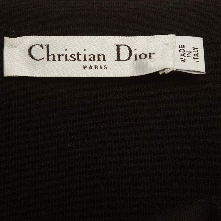 Pre Owned Christian Dior Black Stretch Wool Flare Mini Dress M