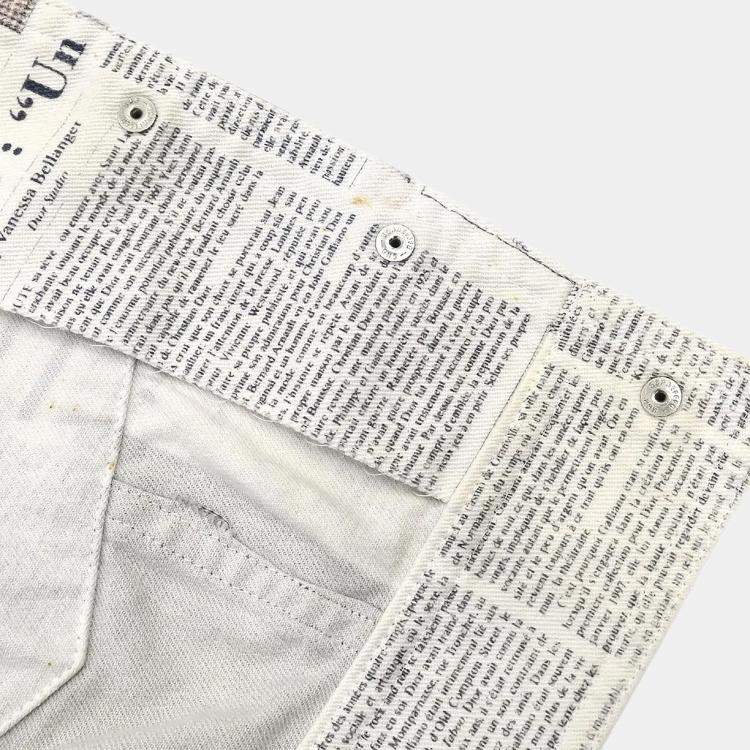 Pre Owned Christian Dior #0H12021164 Newspaper Print Jacket White XS - S