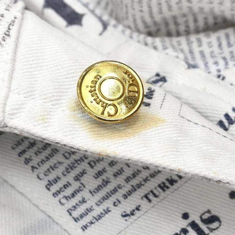 Pre Owned Christian Dior #0H12021164 Newspaper Print Jacket White XS - S