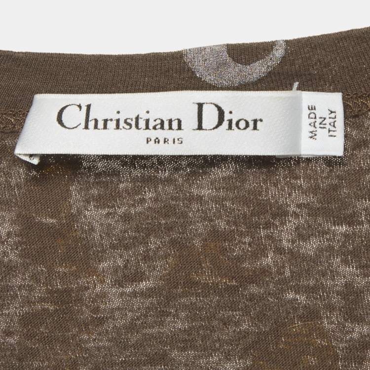 Pre Owned Christian Dior Brown Graphic Printed Jersey Short Sleeve T-Shirt S