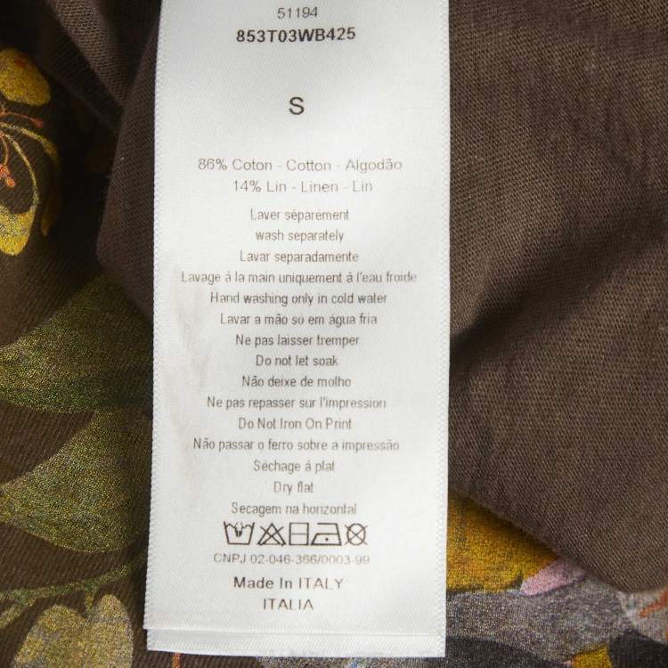 Pre Owned Christian Dior Brown Graphic Printed Jersey Short Sleeve T-Shirt S