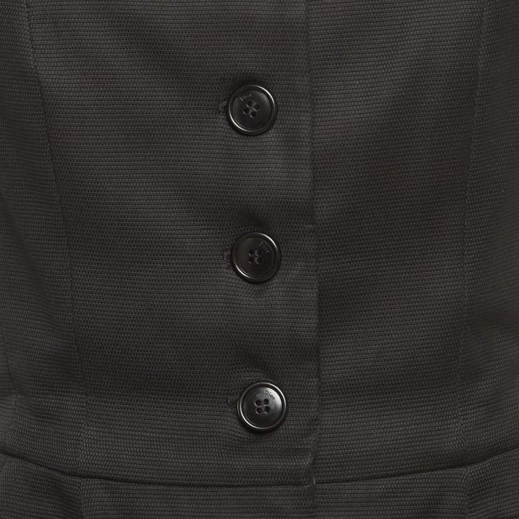 Pre Owned Christian Dior Black Stretch Cotton Off Shoulder Bustier Jacket M