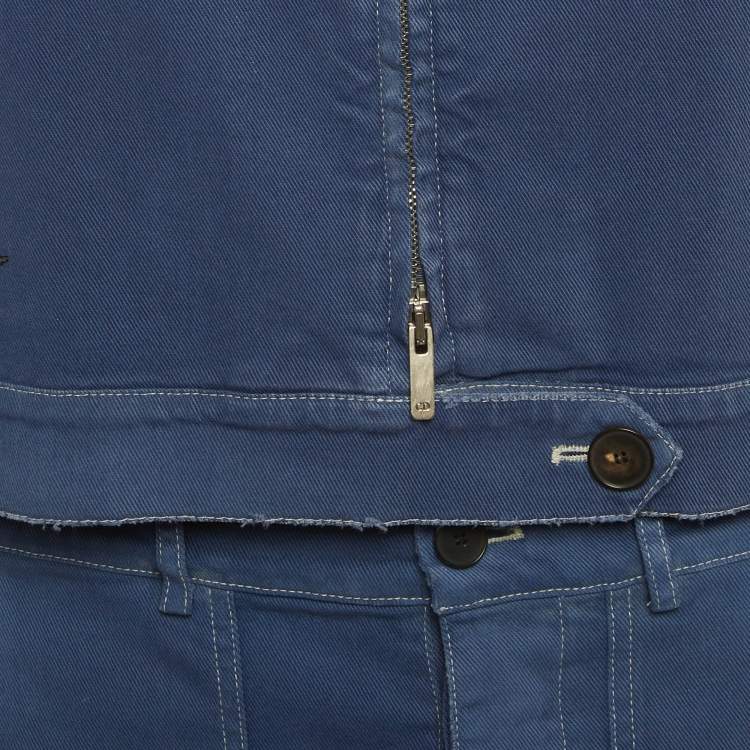 Pre Owned Christian Dior Blue Denim Jacket & Pants Set M