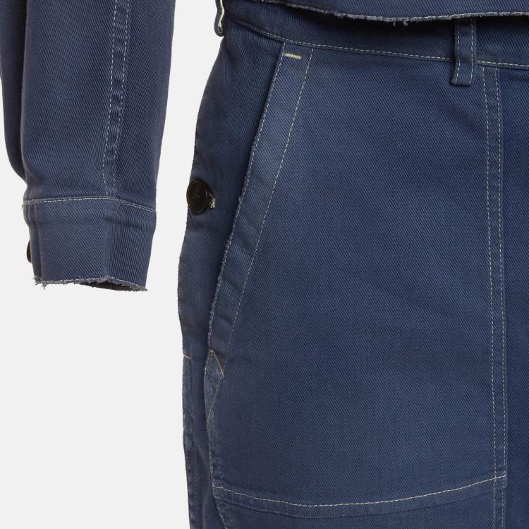 Pre Owned Christian Dior Blue Denim Jacket & Pants Set M