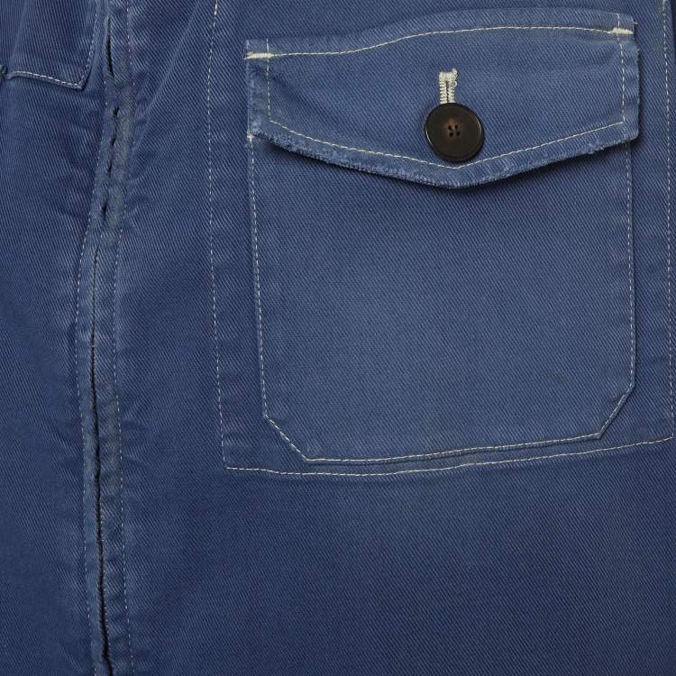 Pre Owned Christian Dior Blue Denim Jacket & Pants Set M