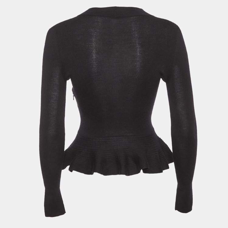 Pre Owned Christian Dior Black Cashmere High Neck Top S