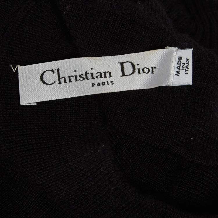 Pre Owned Christian Dior Black Cashmere High Neck Top S