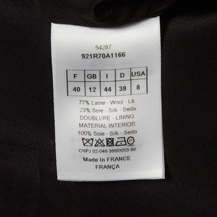 Pre Owned Dior Black Wool Blend A-Line Mini Dress L