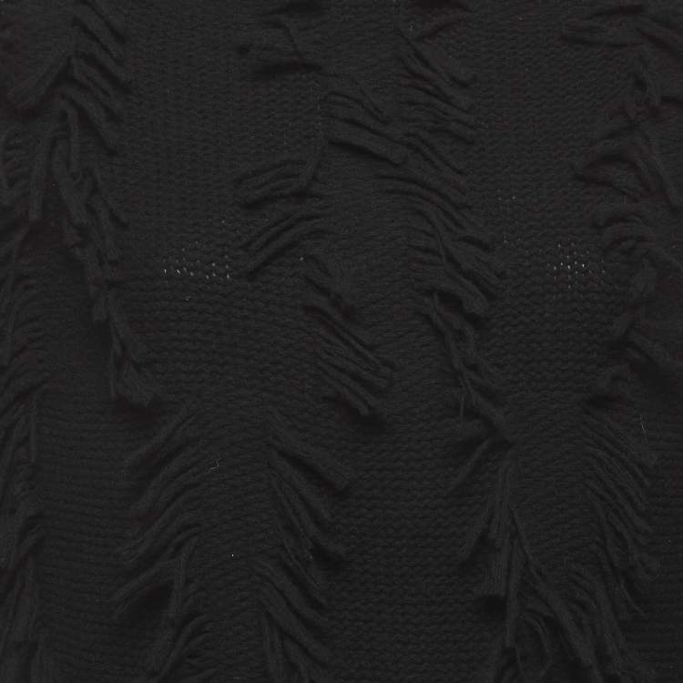 Pre Owned Christian Dior Black Wool Blend Fringed Sweater S