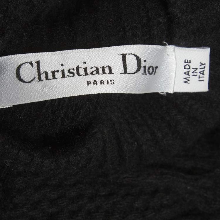 Pre Owned Christian Dior Black Wool Blend Fringed Sweater S