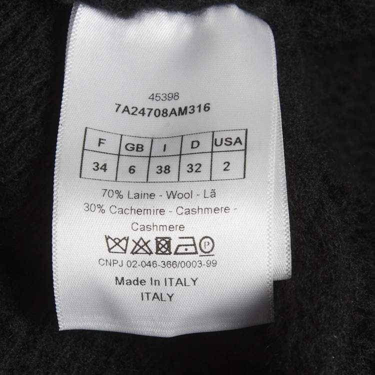 Pre Owned Christian Dior Black Wool Blend Fringed Sweater S