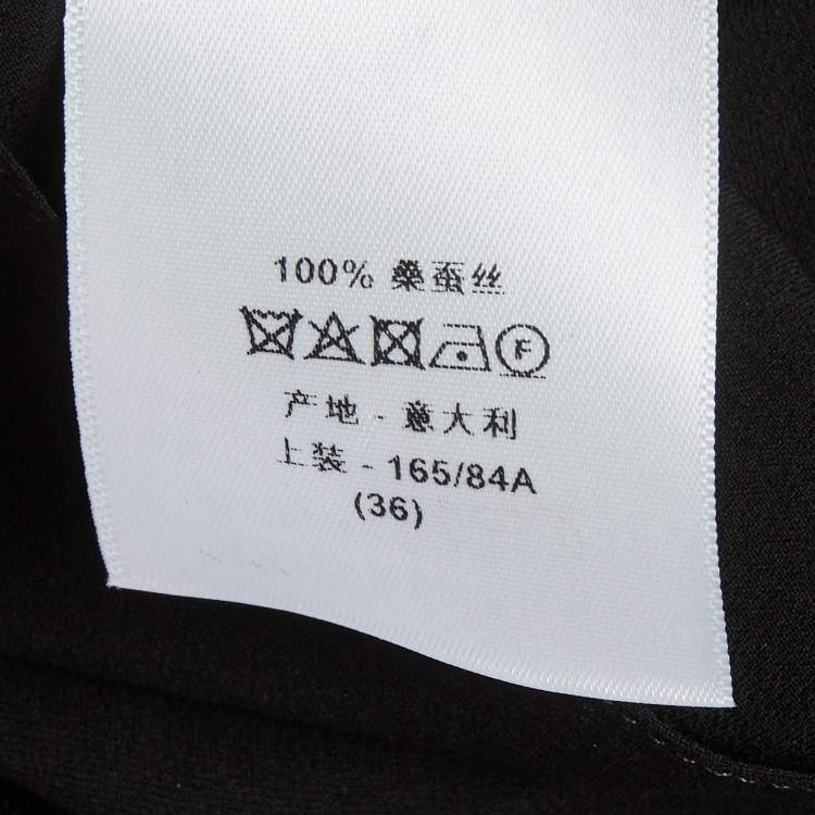 Pre Owned Christian Dior Black Plumetis Tulle Sheer Blouse S