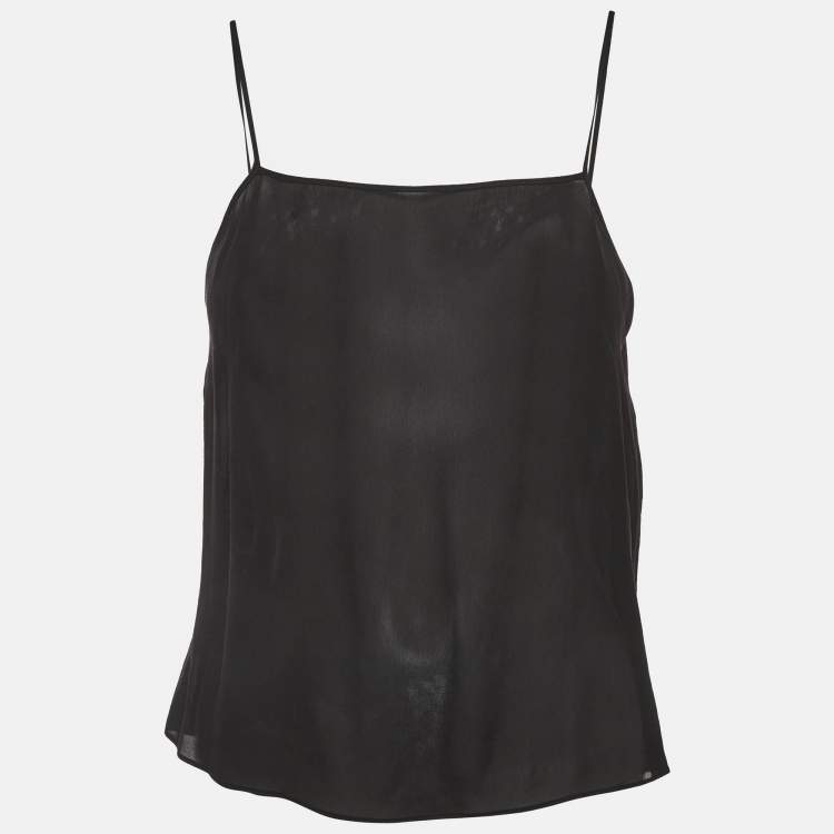 Pre Owned Christian Dior Black Plumetis Tulle Sheer Blouse S