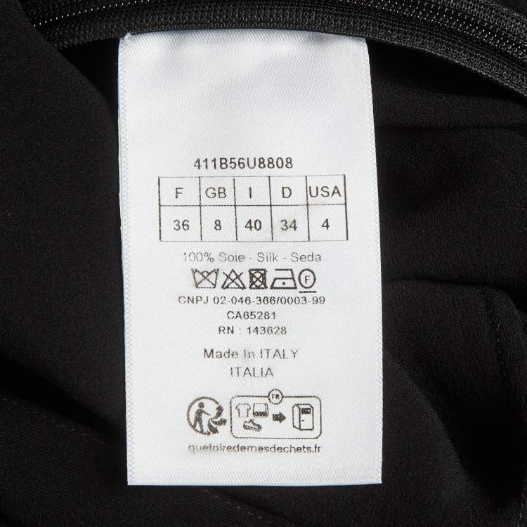 Pre Owned Christian Dior Black Plumetis Tulle Sheer Blouse S