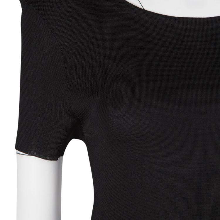 Pre Owned Dior Black Perforated Knit Short Sleeve High Low Tunic S