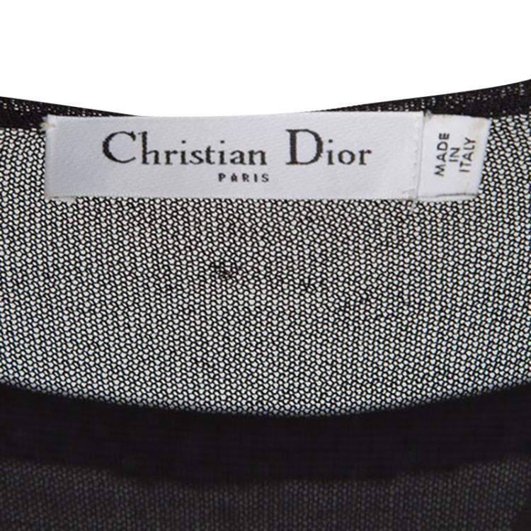 Pre Owned Dior Black Perforated Knit Short Sleeve High Low Tunic S