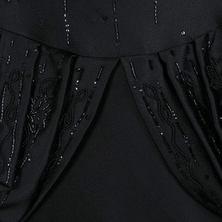 Pre Owned Dior Black Embellished Draped Sleeveless Gown M