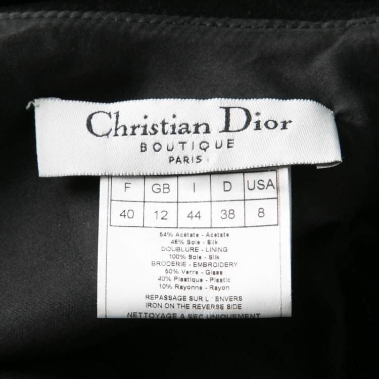 Pre Owned Dior Black Embellished Draped Sleeveless Gown M