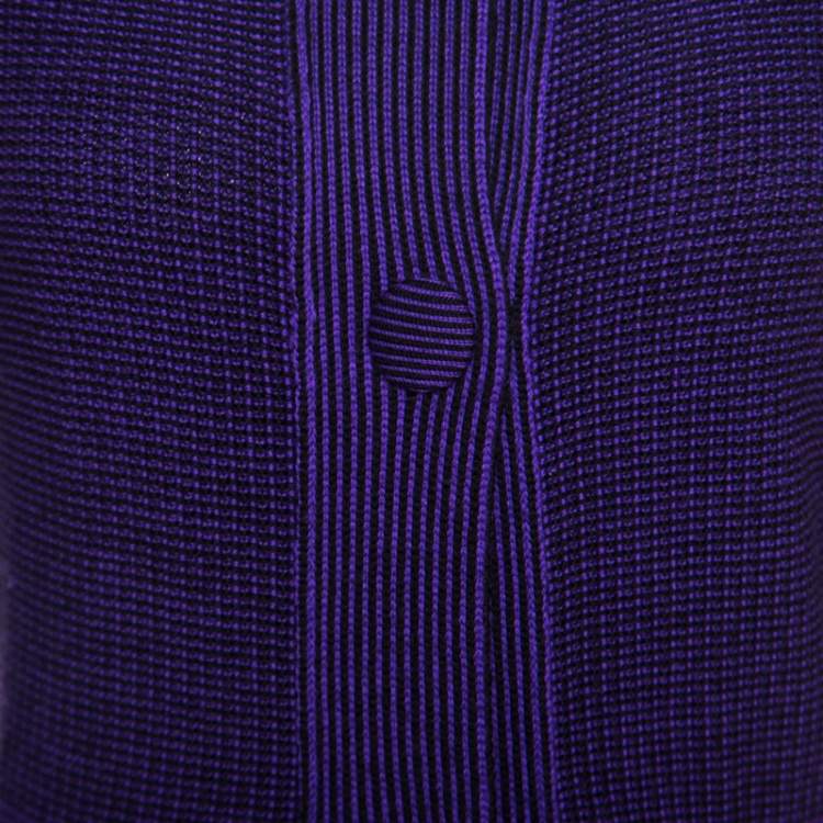 مملوكة مسبقًا Dior Purple and Black Chunky Knit  Button Front Wool Coat M