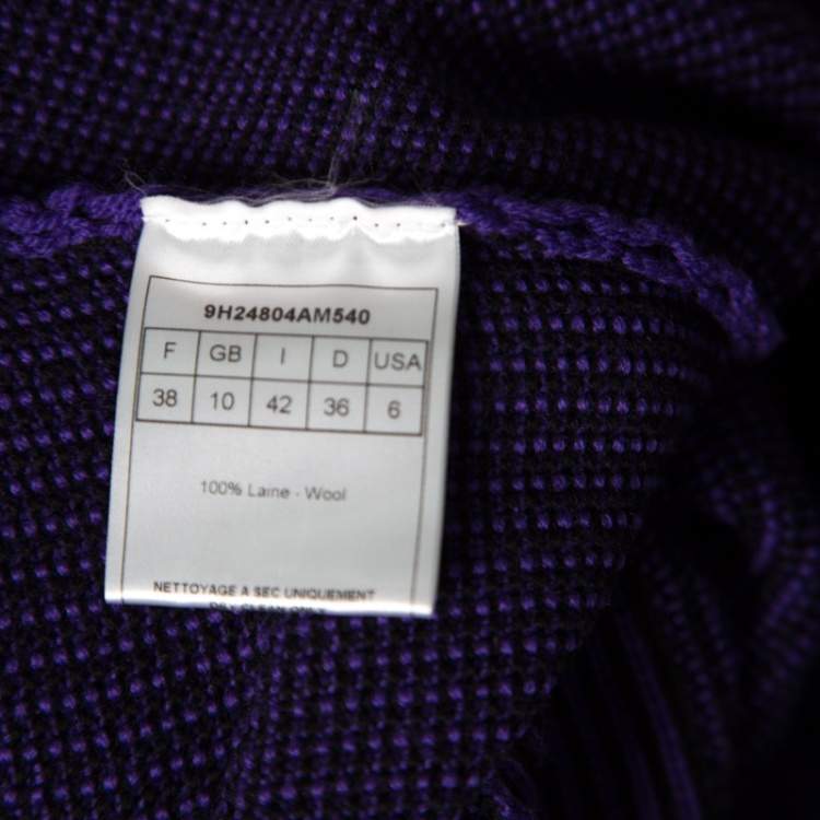 مملوكة مسبقًا Dior Purple and Black Chunky Knit  Button Front Wool Coat M