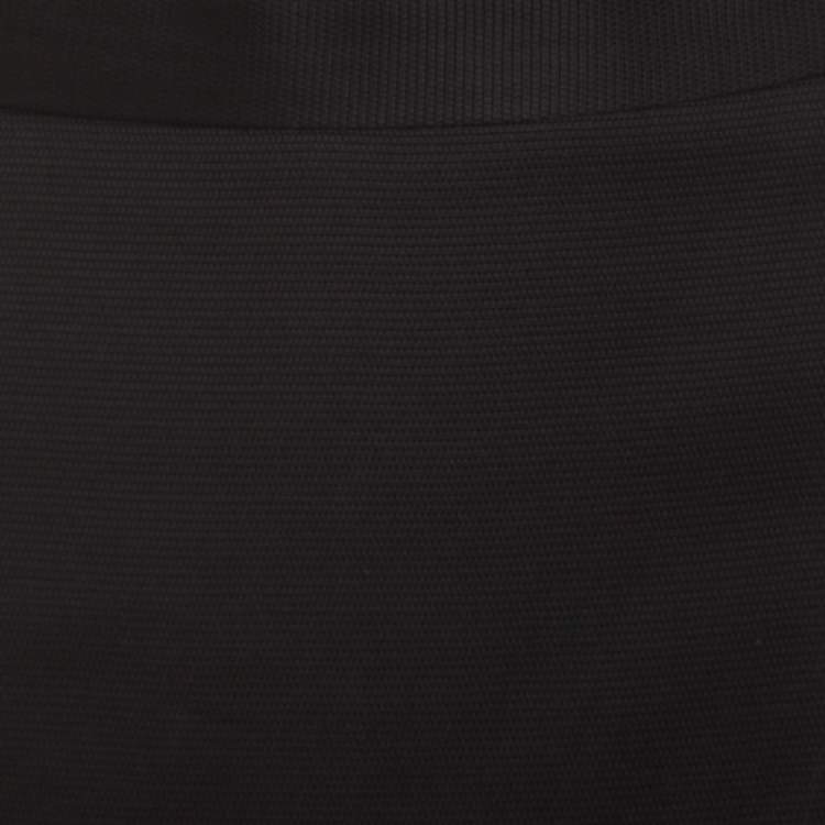 Pre Owned Christian Dior Black Textured Woven Cotton Pencil Skirt M