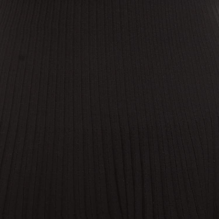 Pre Owned Dior Black Cotton Pleated Sheer Hem Detail Flared Midi Skirt M