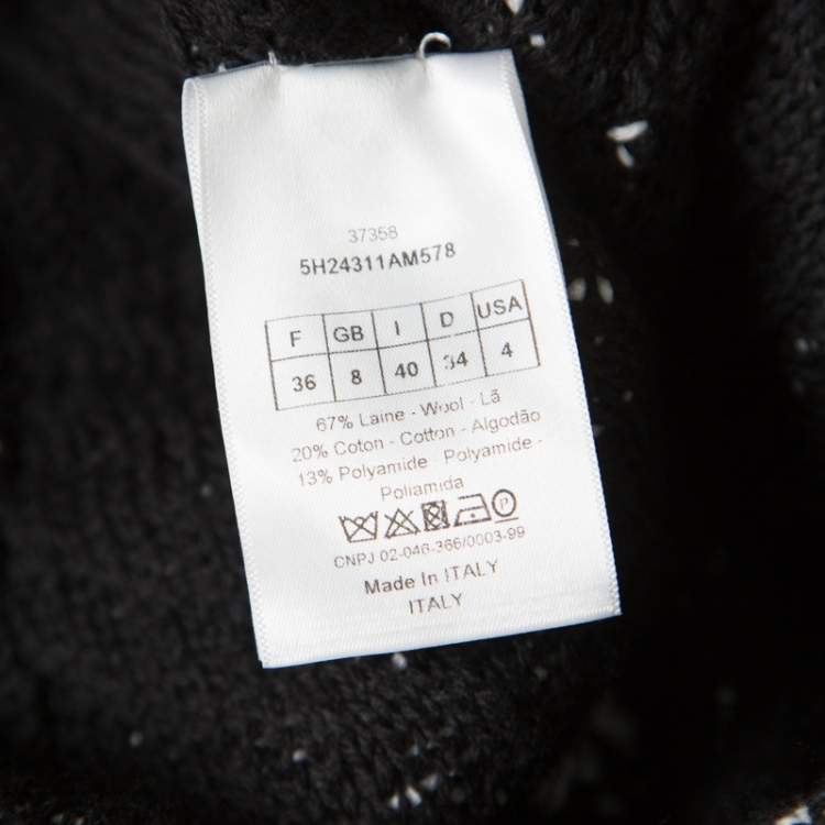 Pre Owned Christian Dior Monochrome Wool Blend Fringed Car Wash Skirt S