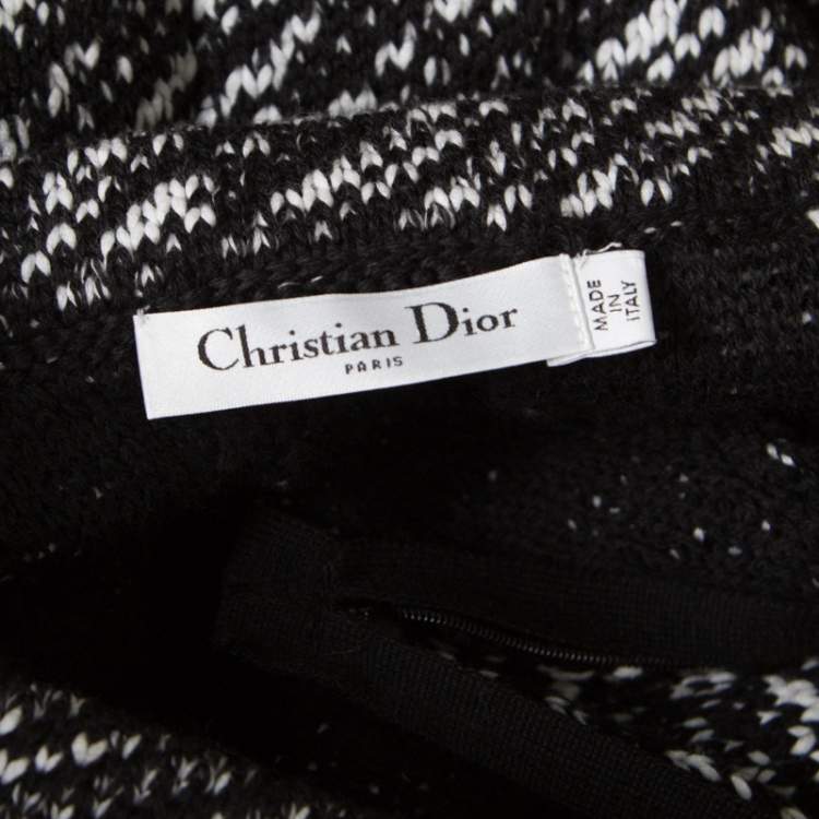 Pre Owned Christian Dior Monochrome Wool Blend Fringed Car Wash Skirt S