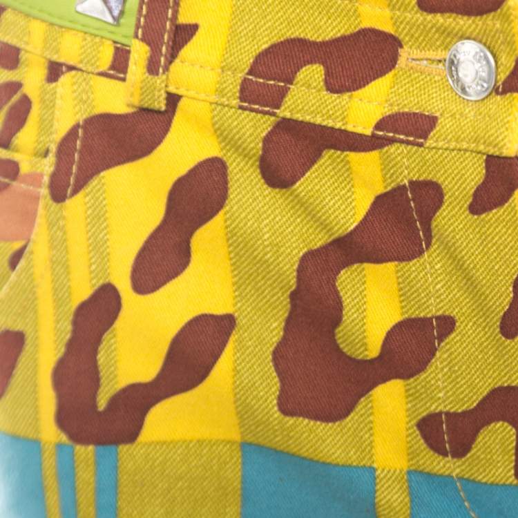 Pre Owned Dior Multicolor Printed Embellished Belt Jeans S