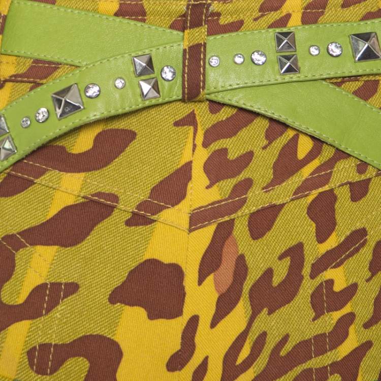 Pre Owned Dior Multicolor Printed Embellished Belt Jeans S