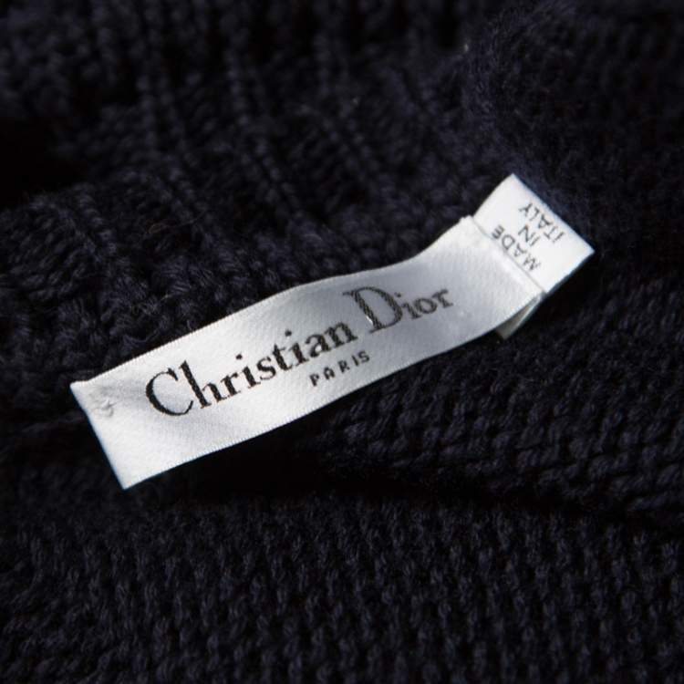 مملوكة مسبقًا Dior Navy Blue Chunky Cable knit Open Front Cardigan M