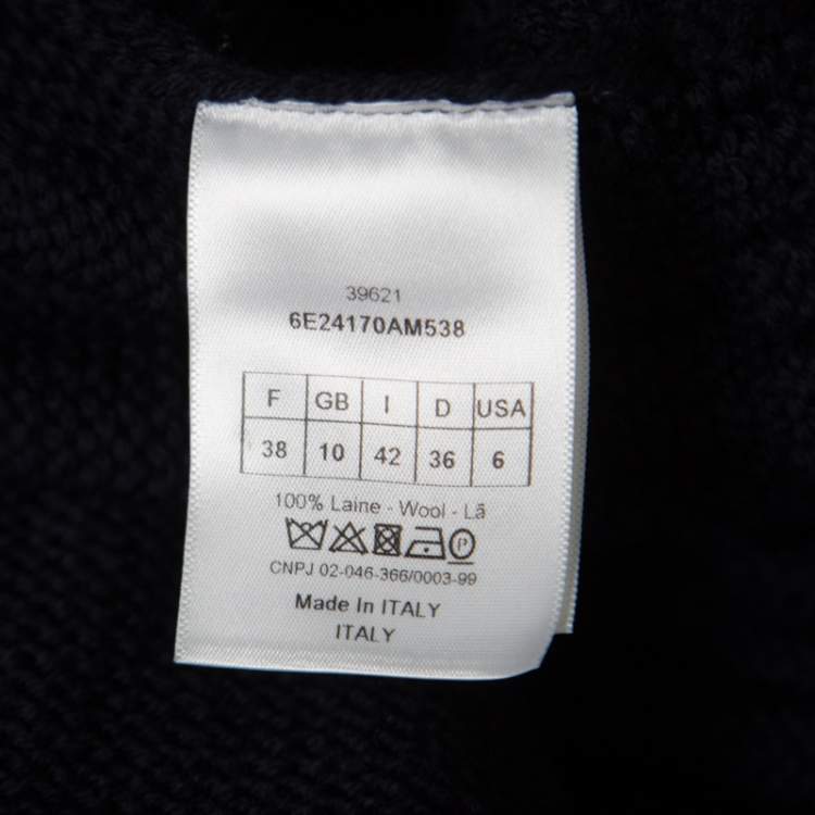مملوكة مسبقًا Dior Navy Blue Chunky Cable knit Open Front Cardigan M
