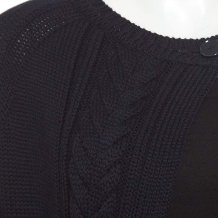 مملوكة مسبقًا Dior Navy Blue Chunky Cable knit Open Front Cardigan M