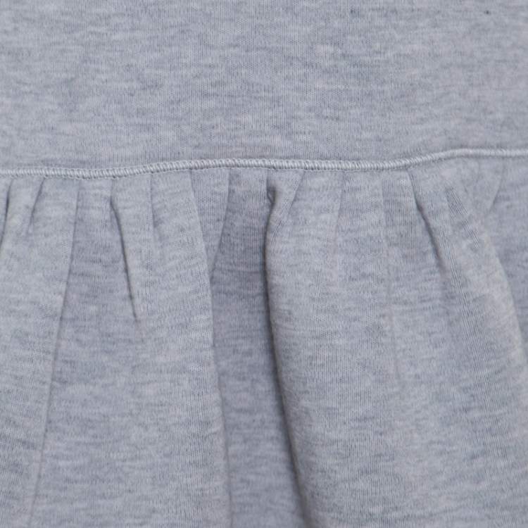Pre Owned Dior Grey Knit Contrast Ribbed Neck Peplum Top S