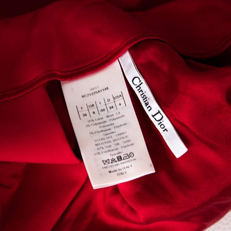 Pre Owned Dior Red Wool Pleated Wrap Mini Skirt S