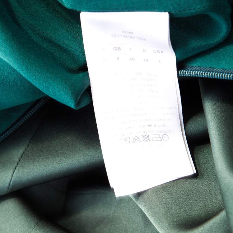 Pre Owned Dior Bottle Green Silk Satin Flared High Waist Maxi Skirt S