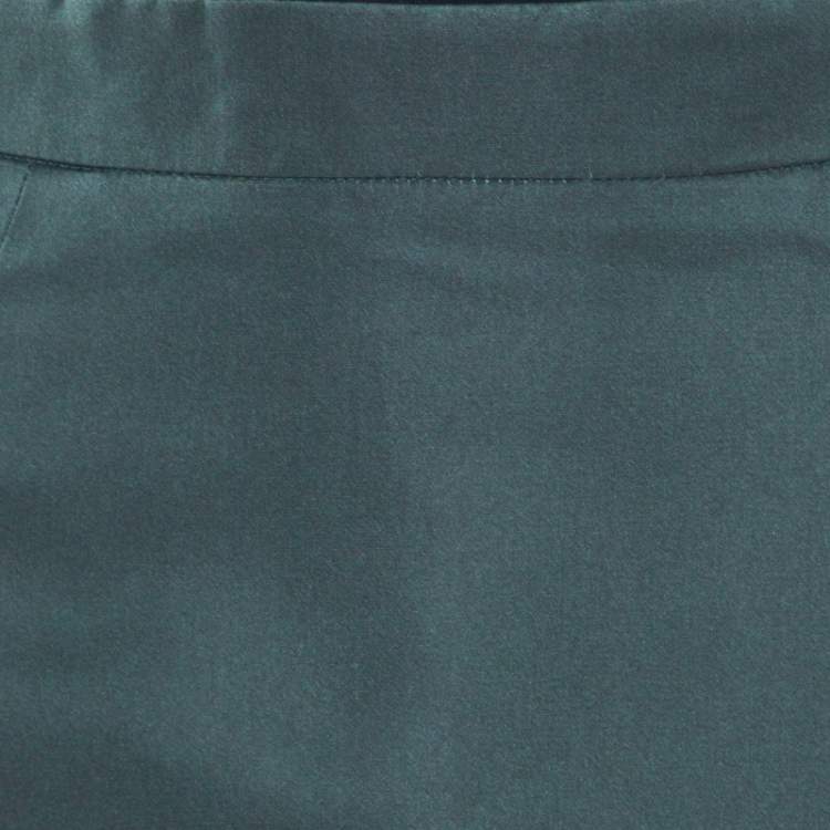 Pre Owned Dior Bottle Green Silk Satin Flared High Waist Maxi Skirt S