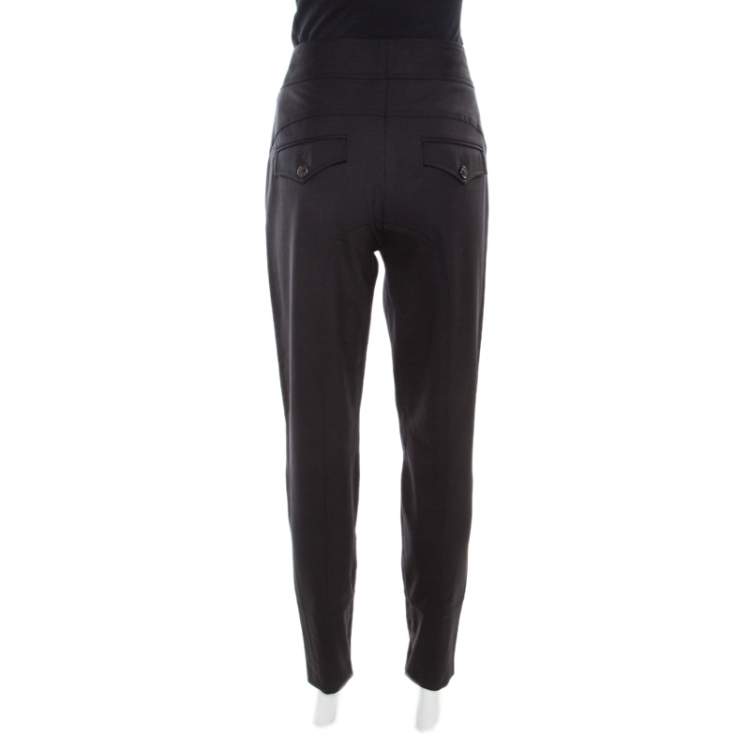 Pre Owned Dior Black Wool Wrap Buckle Detail Trousers M