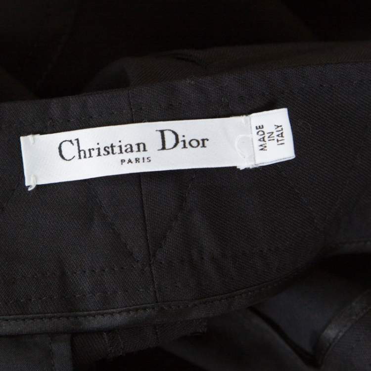 Pre Owned Dior Black Wool Wrap Buckle Detail Trousers M