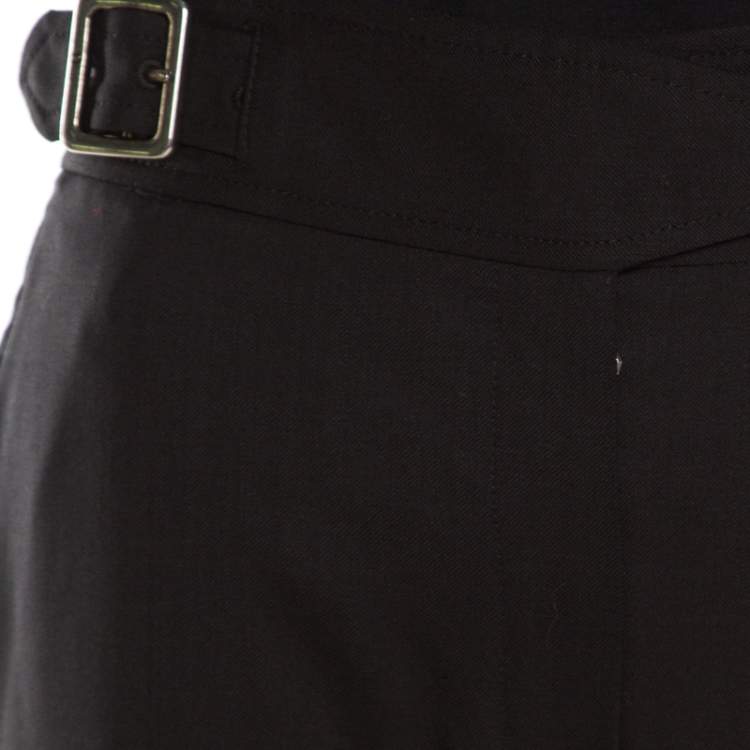 Pre Owned Dior Black Wool Wrap Buckle Detail Trousers M