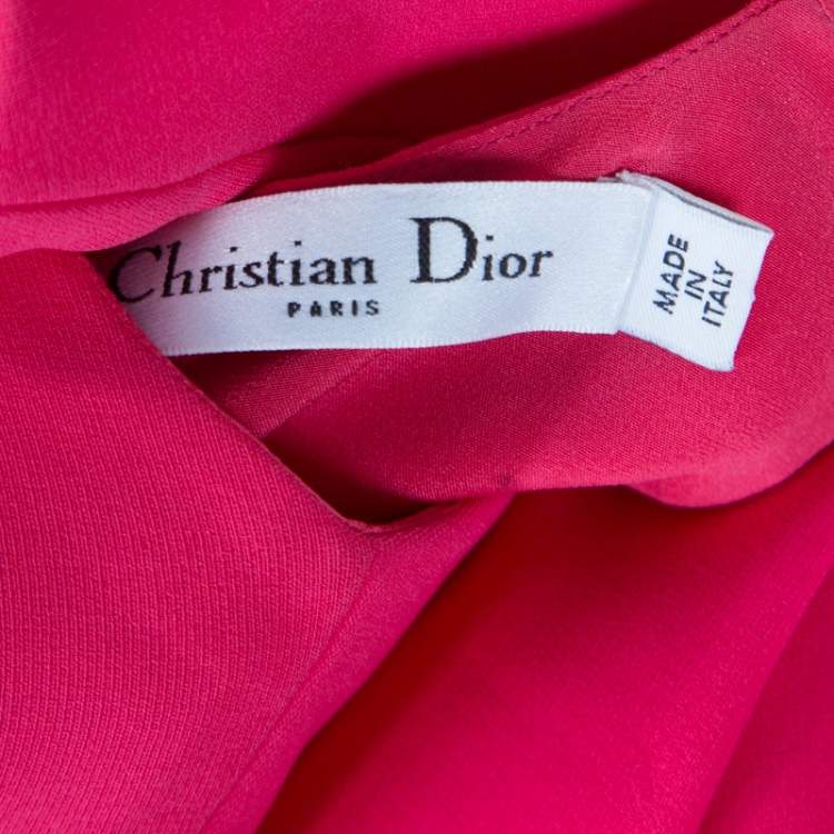 Pre Owned Dior Pink Silk Crepe Peplum Sleeveless Sheath Dress M